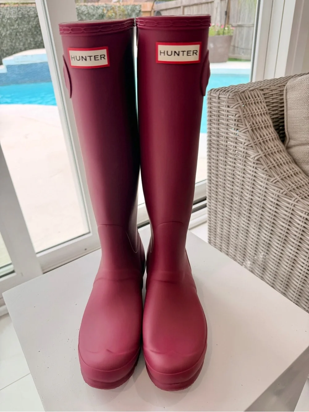 Hunter Women's Tall Rain Boots in Berry